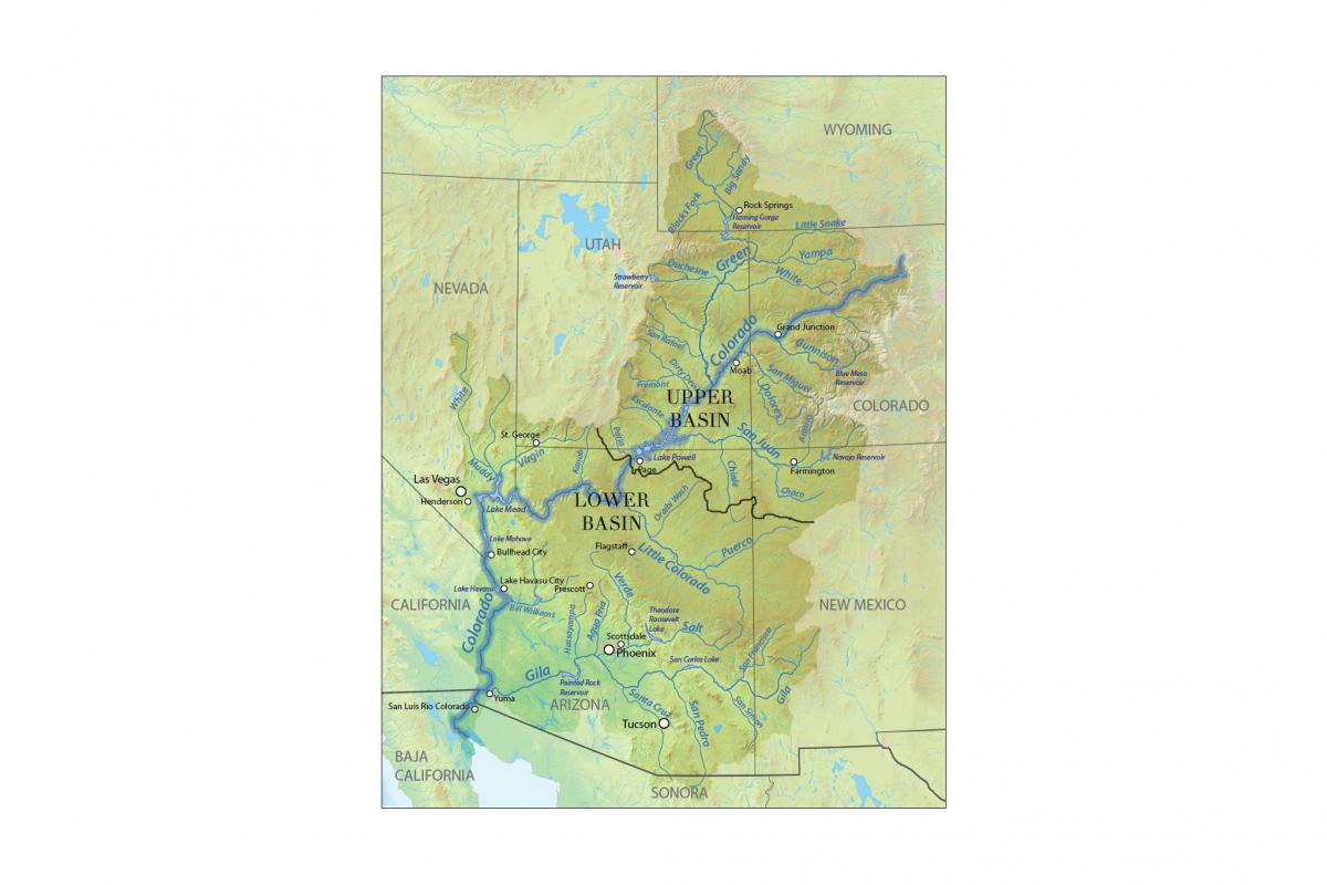 The Colorado River Basin takes in seven western states:  Wyoming, Colorado, Utah, New Mexico, Arizona, Nevada and California